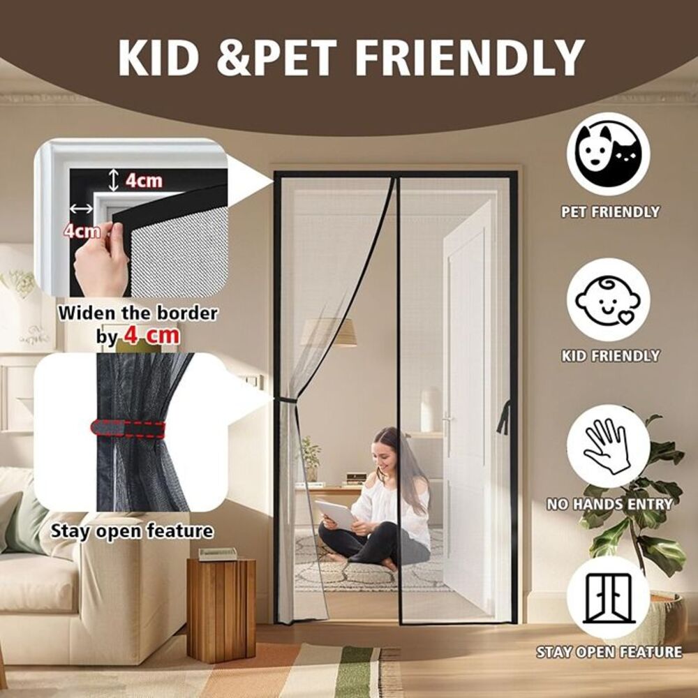 30 x 80 cm Magnetic Screen Door - Bugs Out, Breeze in - Picture 3 of 8
